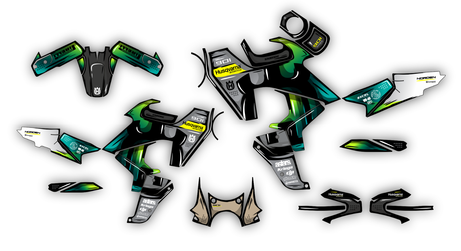 Graphics kit Husqvarna Norden 901  2020 2021 2022 2023 2024 Decals Stickers