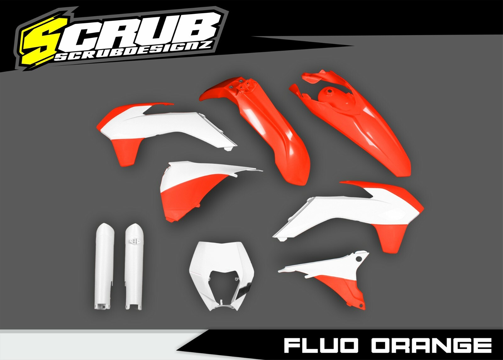Plastics Kit KTM EXC EXC-F XC-W XCF-W 125/250/300/350/450/520 2014 2015 Fluo Or.