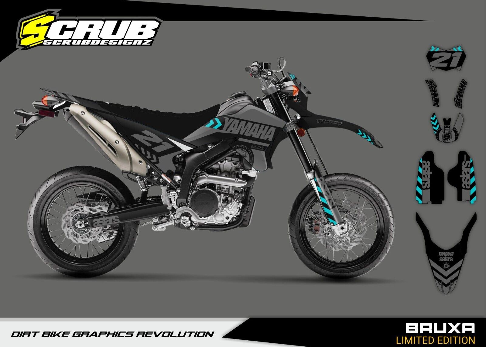 Yamaha WR250X 2008 - 2017 Graphics Decals Stickers WR 250 X SCRUB Supermoto