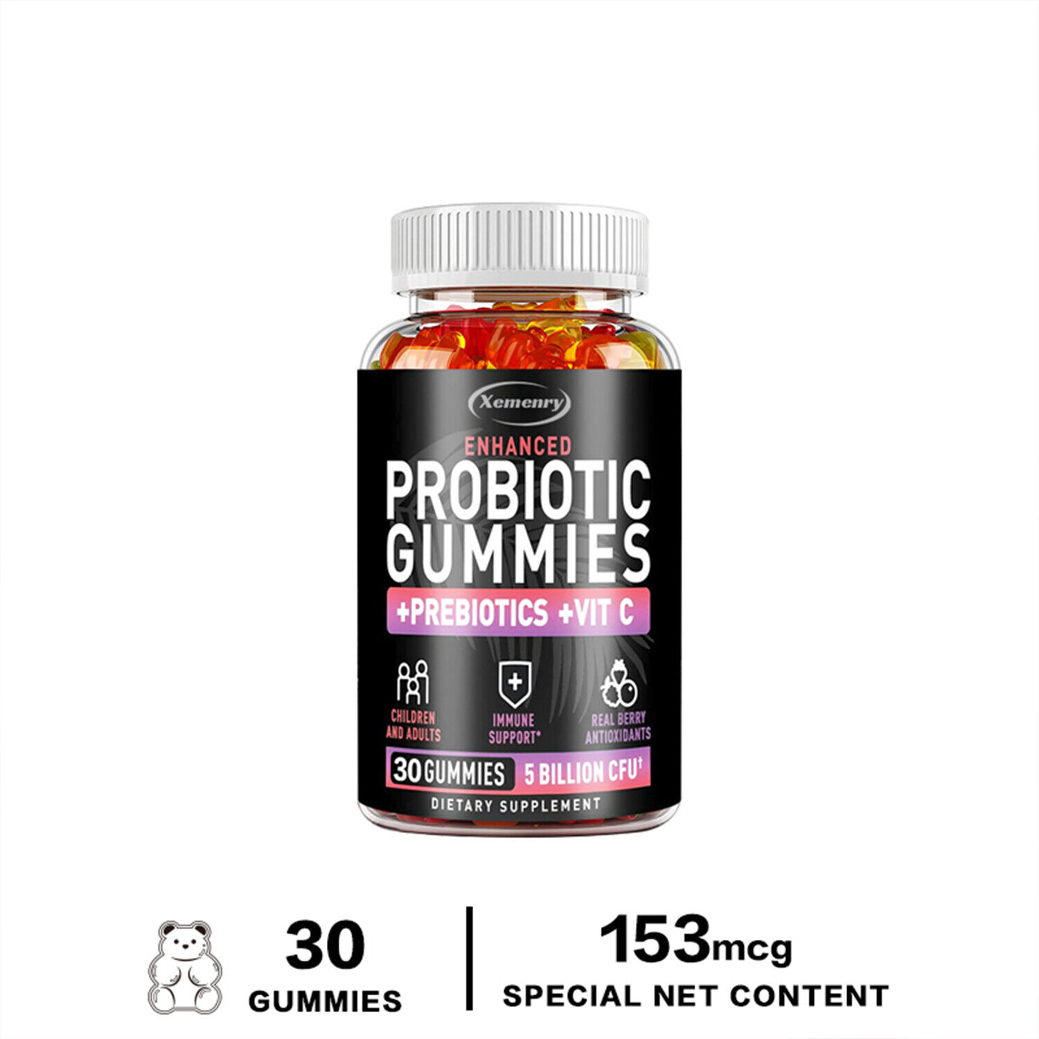 Gomitas probióticas - con prebióticos, para la salud intestinal movimiento intestinal estado de ánimo inmunológico