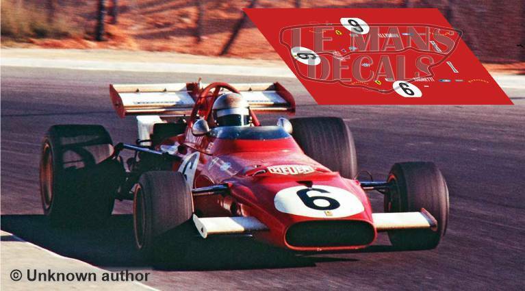 Décalcomanie Ferrari 312 B F1 - Grand Prix D'Espagne 1971 Avec Ickx, Andretti, Regazzoni à Montjuic
