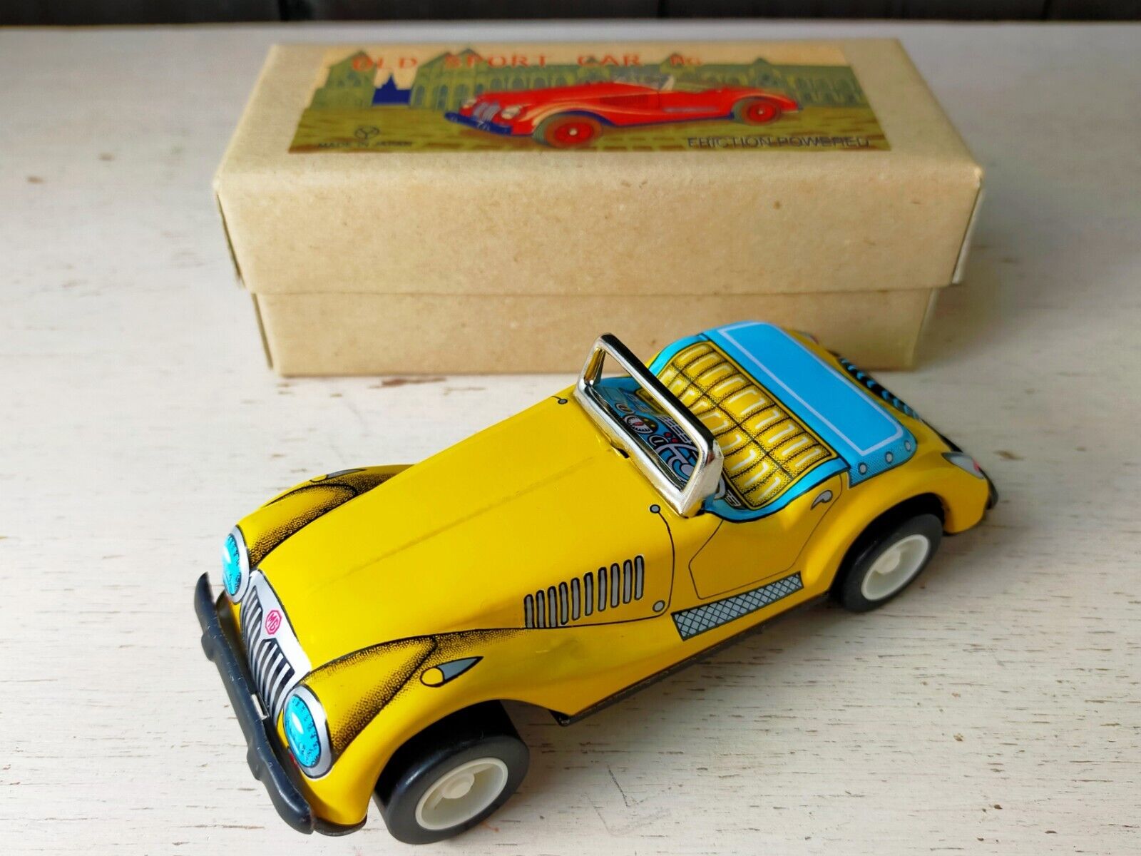 Asahi ATC - Jouet En étain - Japanese Tinplate & Friction Driven New Ford Boxed 1950 1960 Japon