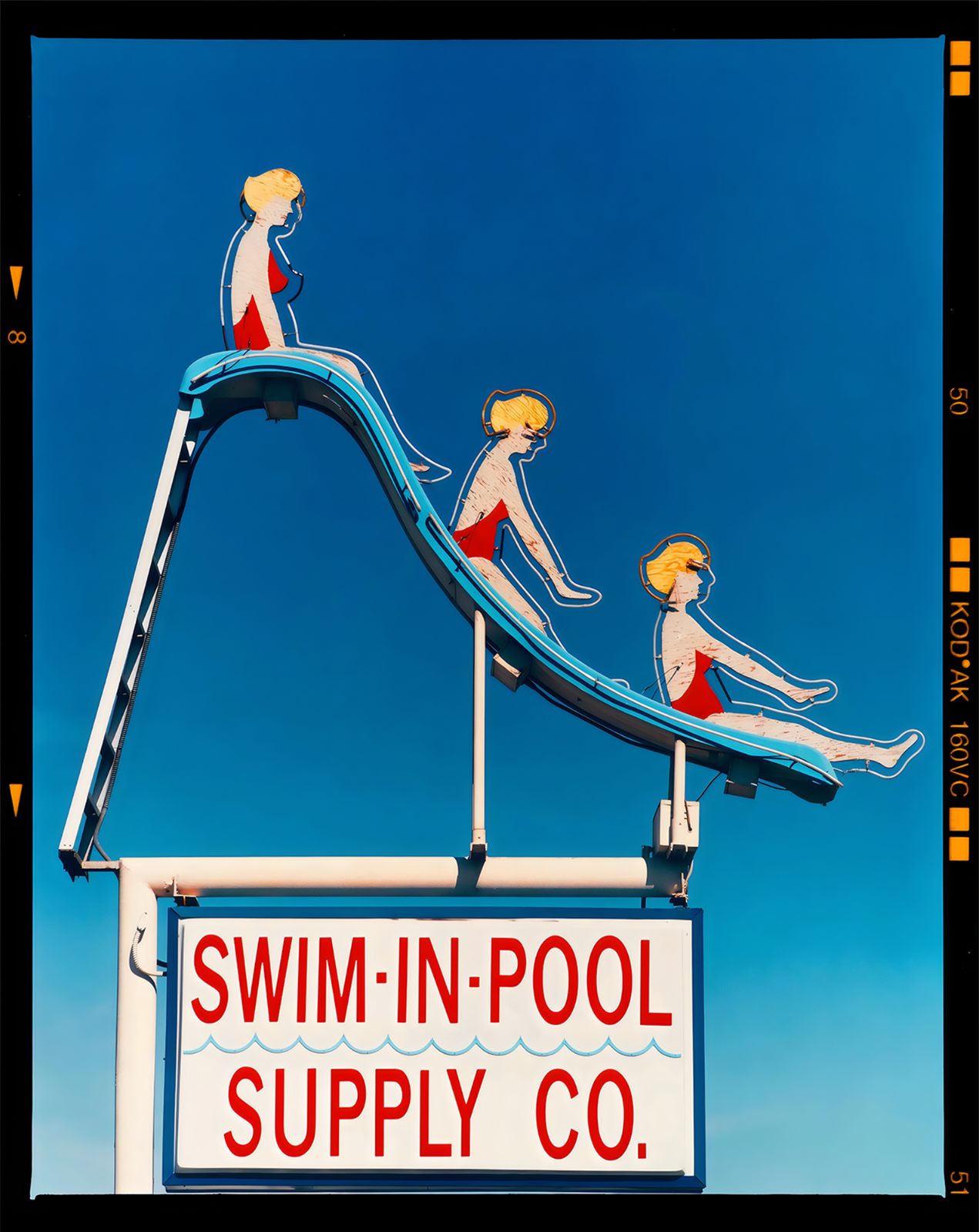 Vintage Swim-In Pool Supply Sign Poster Slide Neon Art – 12X16/16X20/18X24/24X36