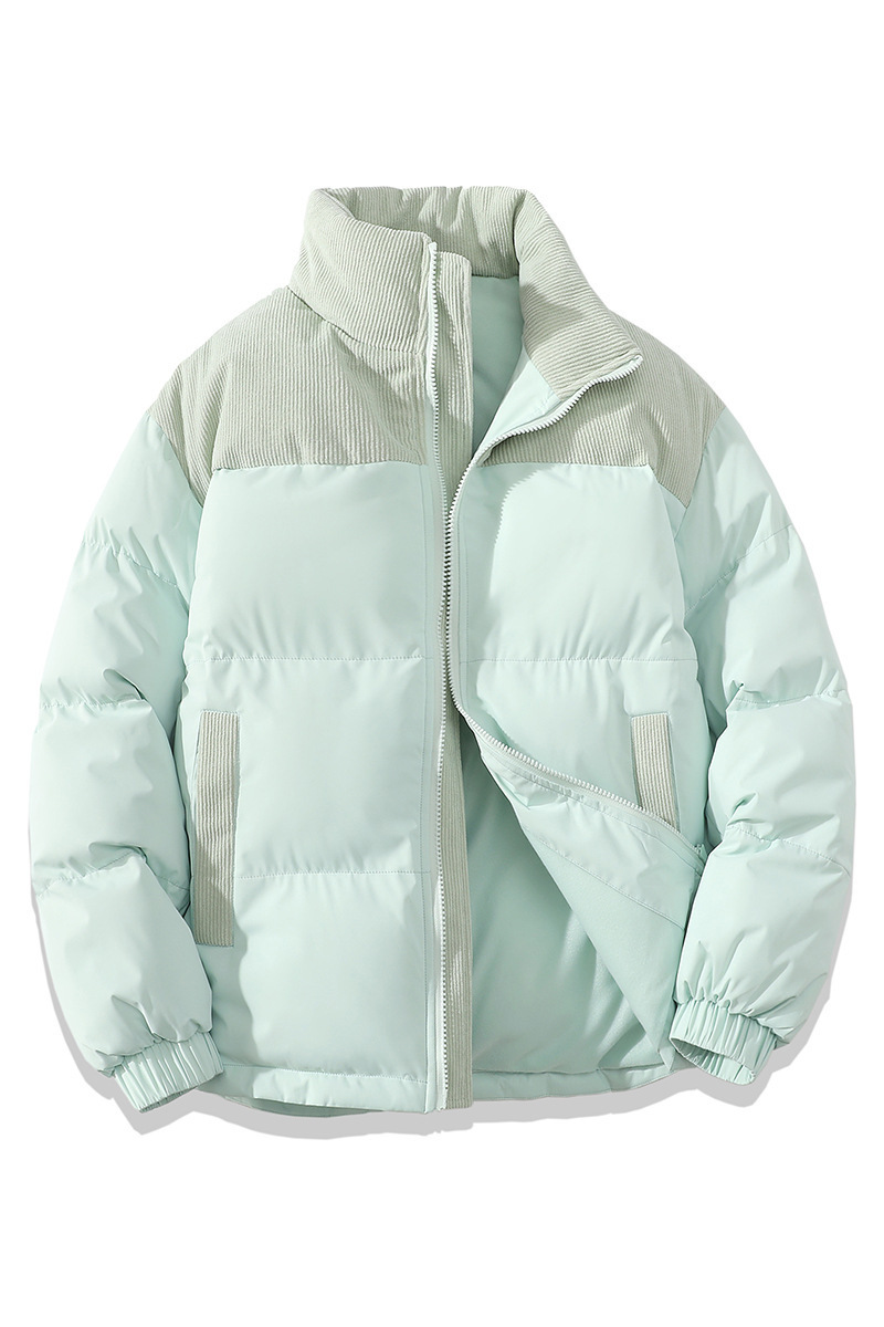 Winter Stand Collar Contrast-colored Coat Cotton Padded Jacket For Men Women Clo - Picture 33 of 53