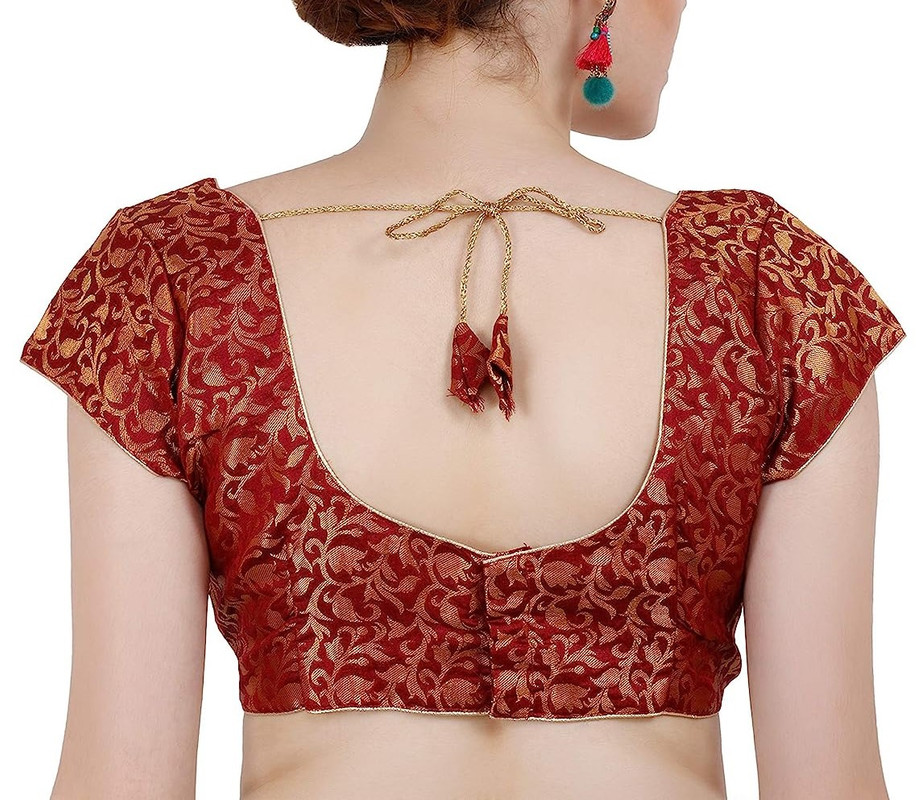 Women's Handmade Brocade Blouse Short Sleeve Saree Blouse Tunic Crop Top Choli - Picture 56 of 146