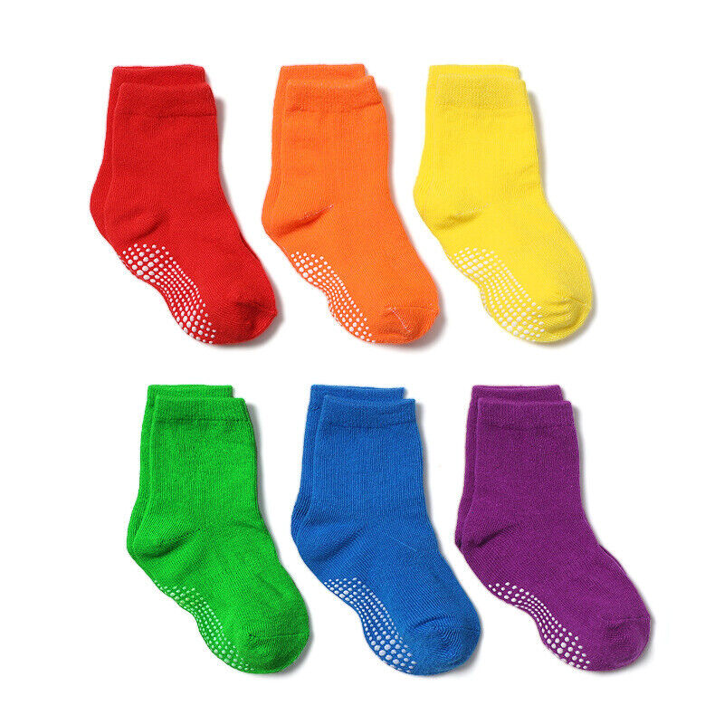 6 Pairs Toddler Grip Non Slip Baby Socks Newborn Non Skid For Boys Girls Socks