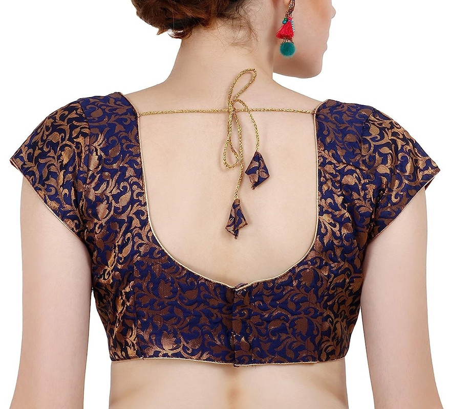 Women's Handmade Brocade Blouse Short Sleeve Saree Blouse Tunic Crop Top Choli - Picture 72 of 146