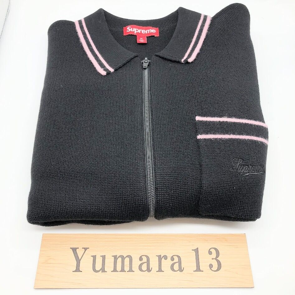 Supreme Zip Up Polo Sweater Black White Navy Burnt Orange 4colors