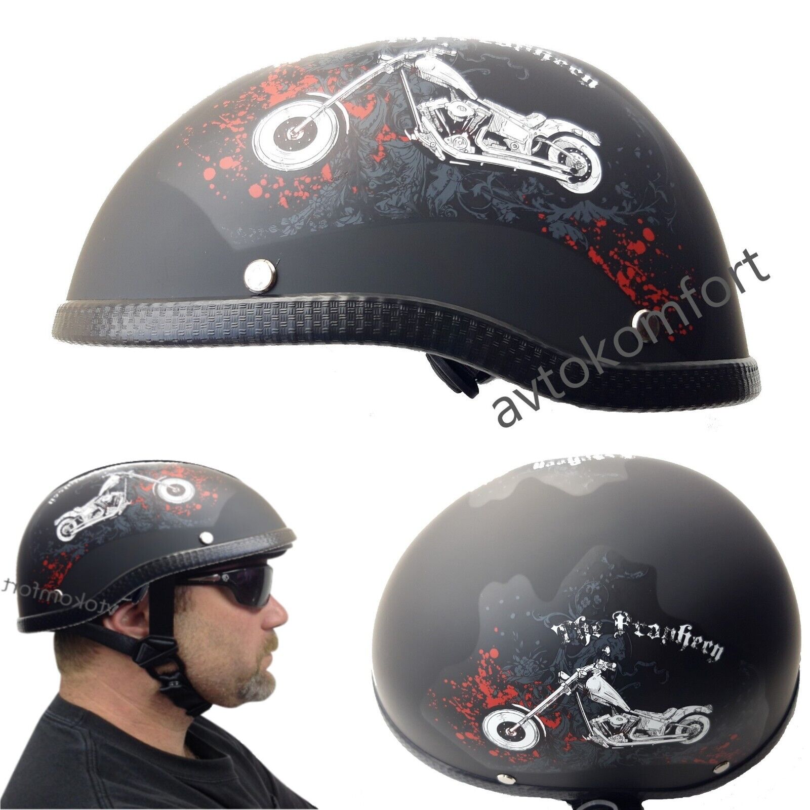 Bike Motorcycle Helmet Skull Cap Low Profile Novelty For Bobber Chopper
