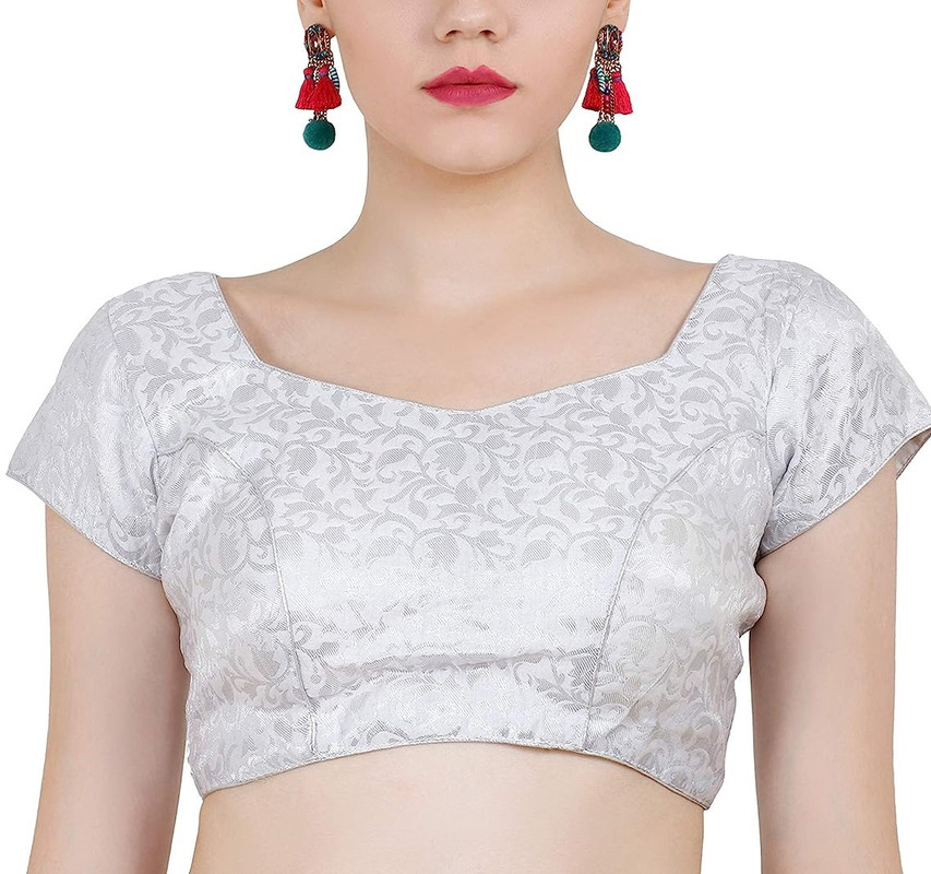 Women's Handmade Brocade Blouse Short Sleeve Saree Blouse Tunic Crop Top Choli - Picture 111 of 146