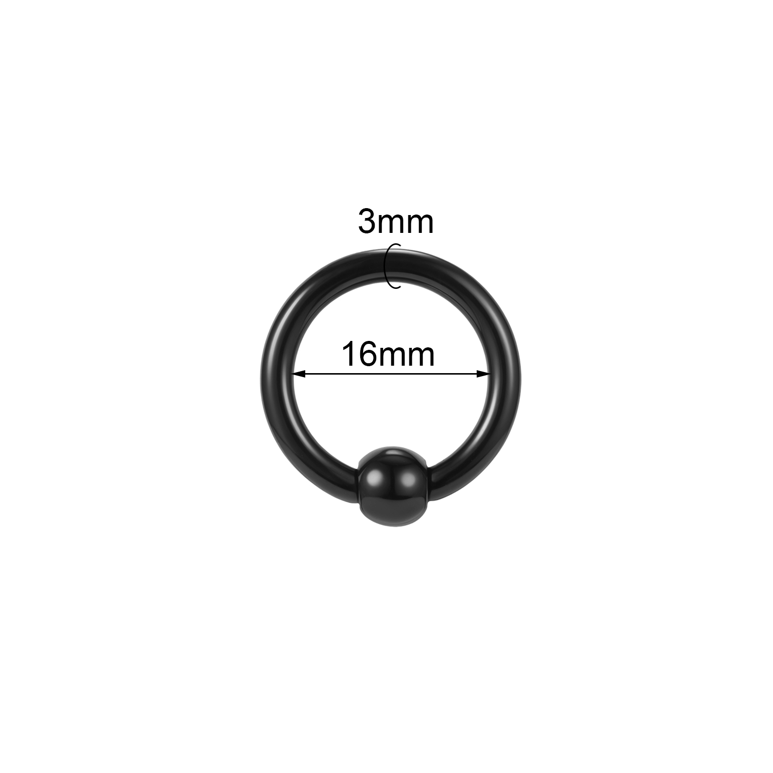 1 Pair Large Size Acrylic Captive Bead Rings Black BCR Septum Ring Ear Piercing - Picture 15 of 20