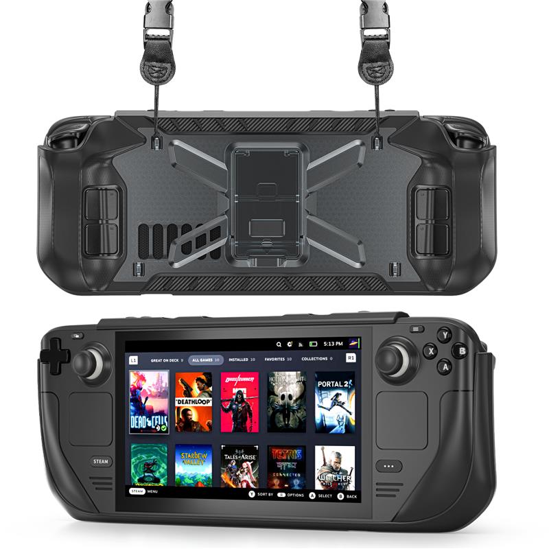 Kickstand Case for Steam Deck Protective Cover ShockProof Rugged Shoulder Strap