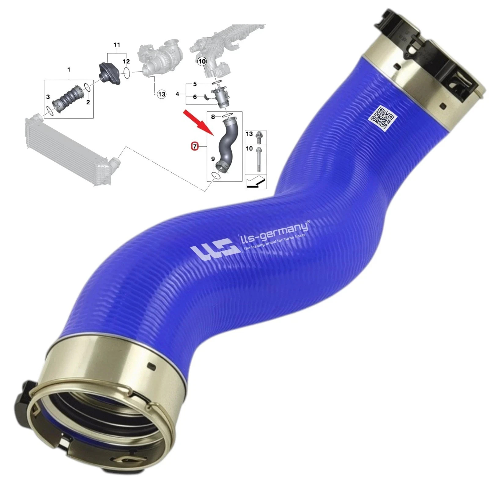 Reinforced turbo hose for BMW 6 Series F06 F12 F13 640d dx 11618516509