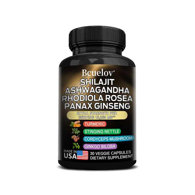Shilajit Ashwagandha & Rhodiola Rosea, Panax Ginseng High Strength 120 Caps
